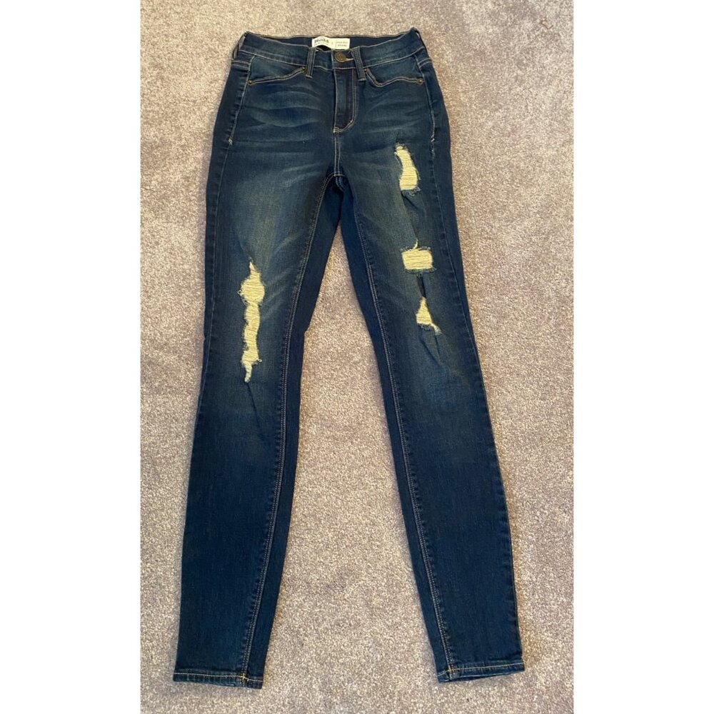 Mudd Jeans Pants Womens High-Rise Distressed Jegging Dark Denim Size 1